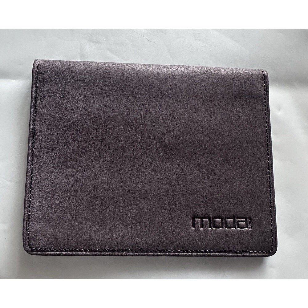 Moda Spana Minimalist Gray Bifold Card Leather Wallet Dark Gray